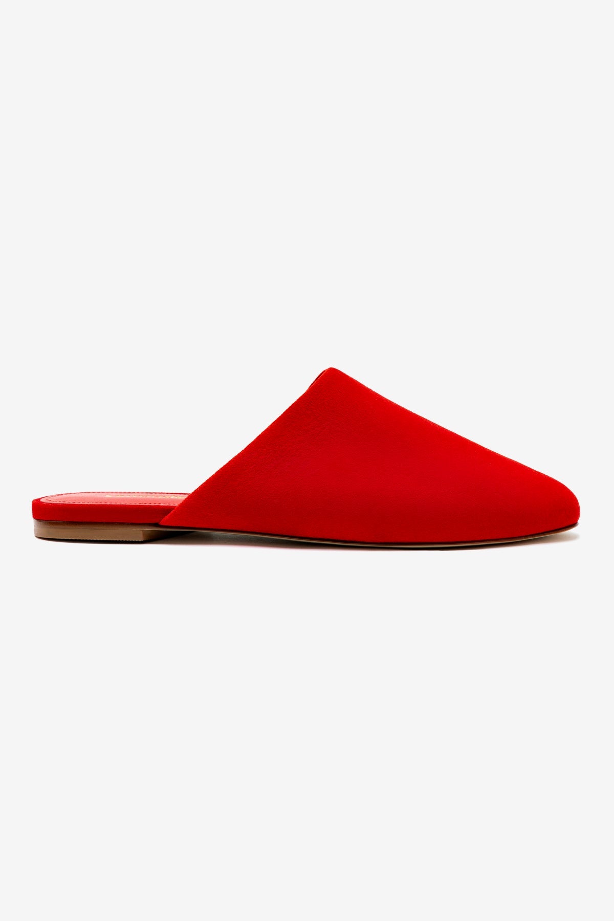 Venice Flat Mule and Pouch Kit - Women's Suede Slip-On Shoes with Matching Bag in Scarlet Red | Perfect for Casual Outings, Office Wear, and Travel Accessories