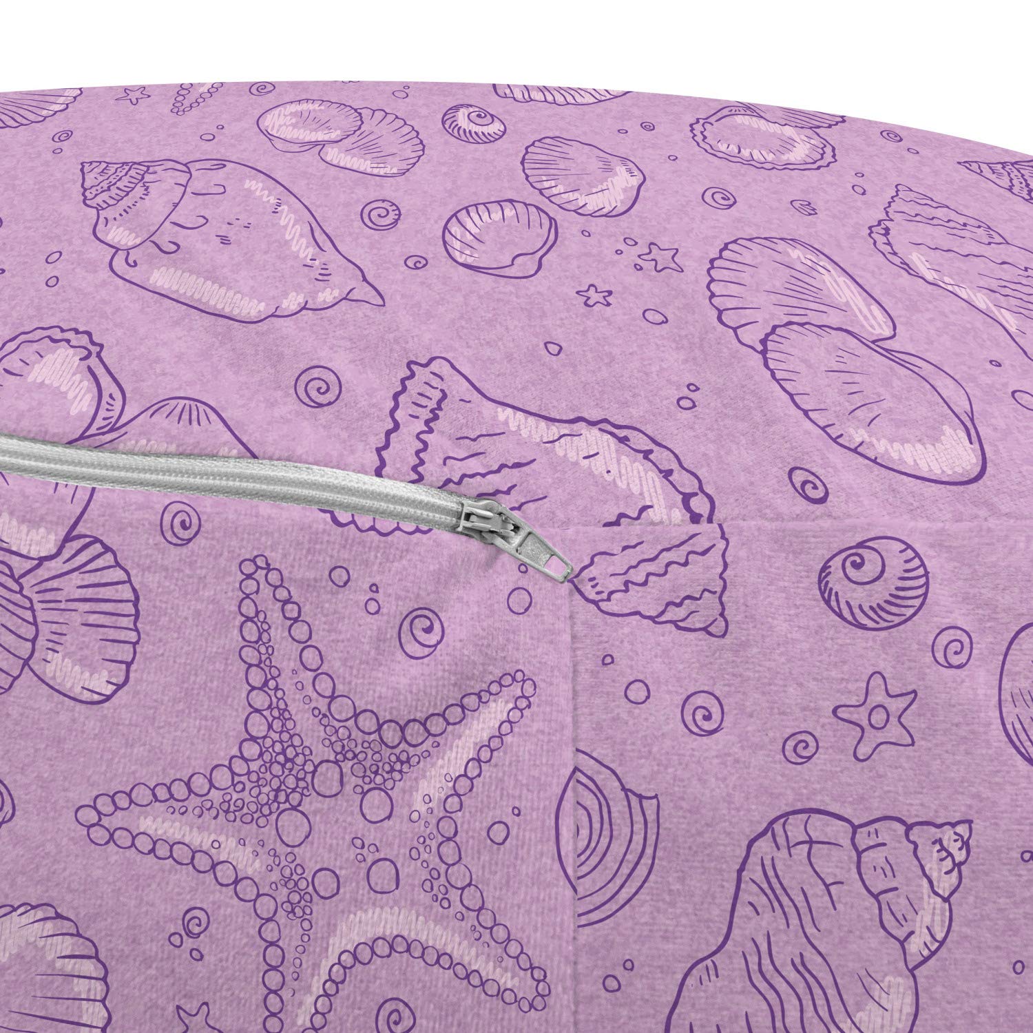 Ambesonne Ocean Themed Pouf Cover with Zipper - Deep Sea Starfish, Shells & Aquatic Bubbles Print - Soft Decorative Fabric Unstuffed Case (30