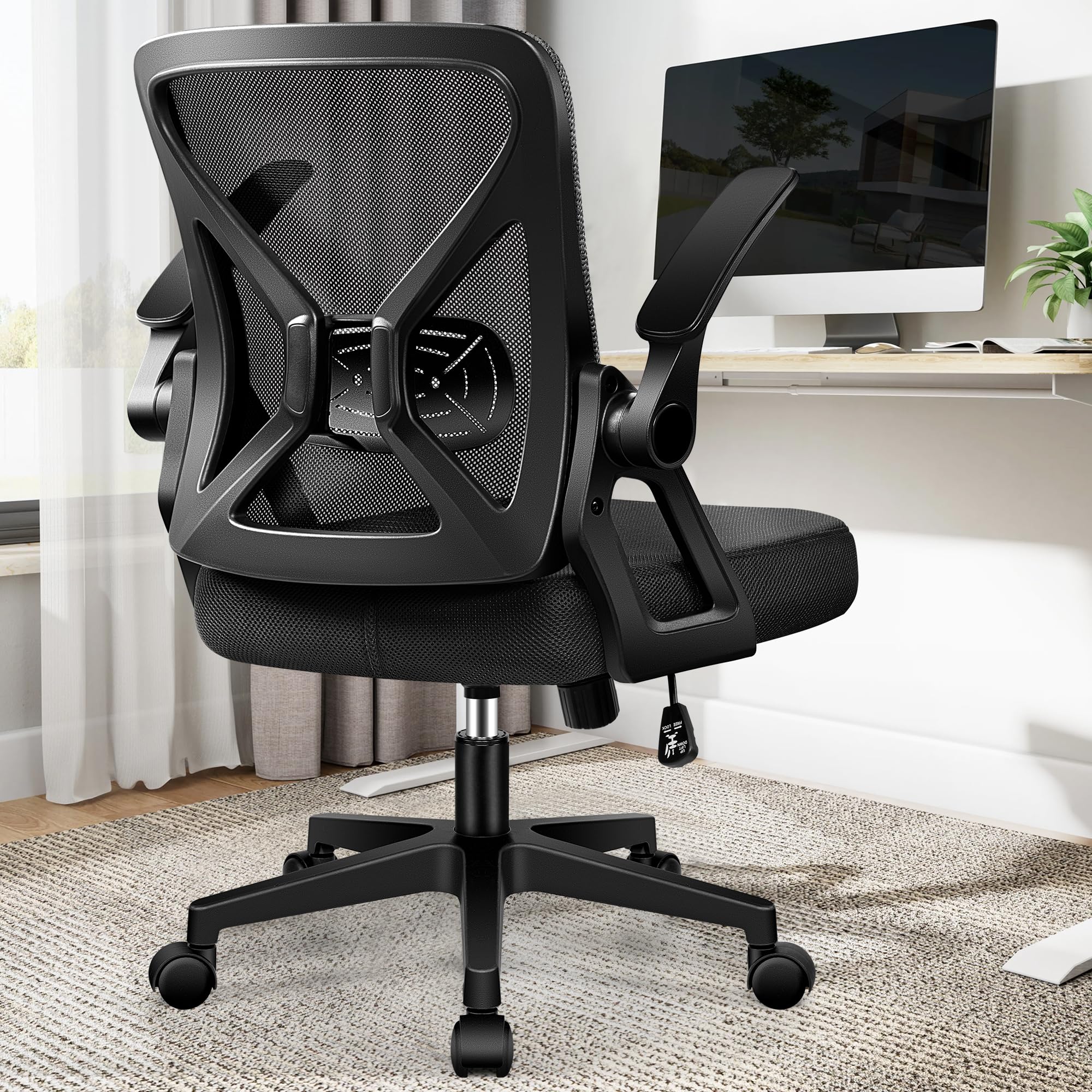 FelixKing Ergonomic Office Chair - Breathable Mesh Desk Chair with Wheels, Lumbar Support & Flip-Up Armrests - Adjustable Swivel Computer Chair for Home & Office Use (Black) | Perfect for Long Work Hours, Gaming & Remote Work