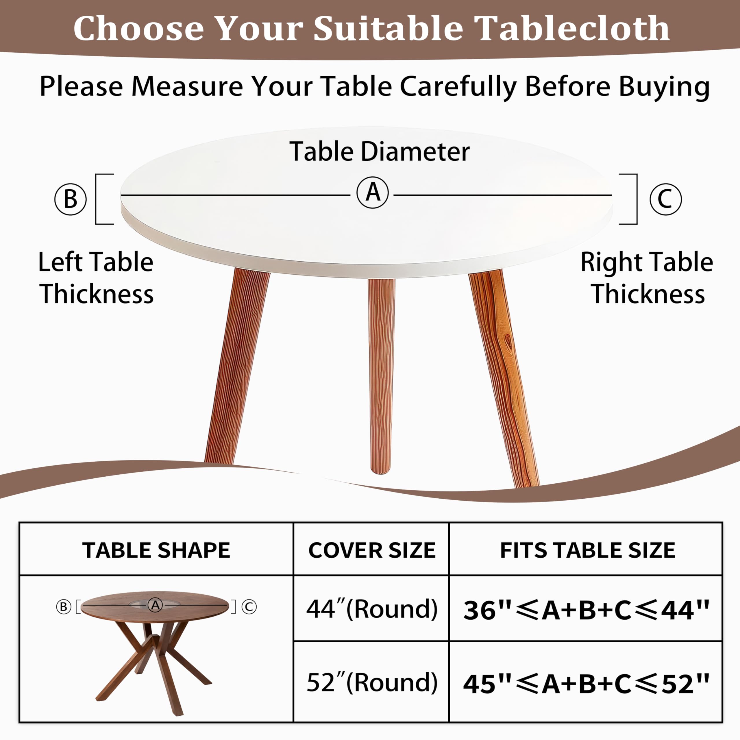 Farmhouse Round Fitted Tablecloth with Elastic Edge - Wood Texture Washable Table Cover for Kitchen, Dining, Picnic & Outdoor Party - Fits 36-44 Inch Round Tables - Durable & Reusable Home Decor