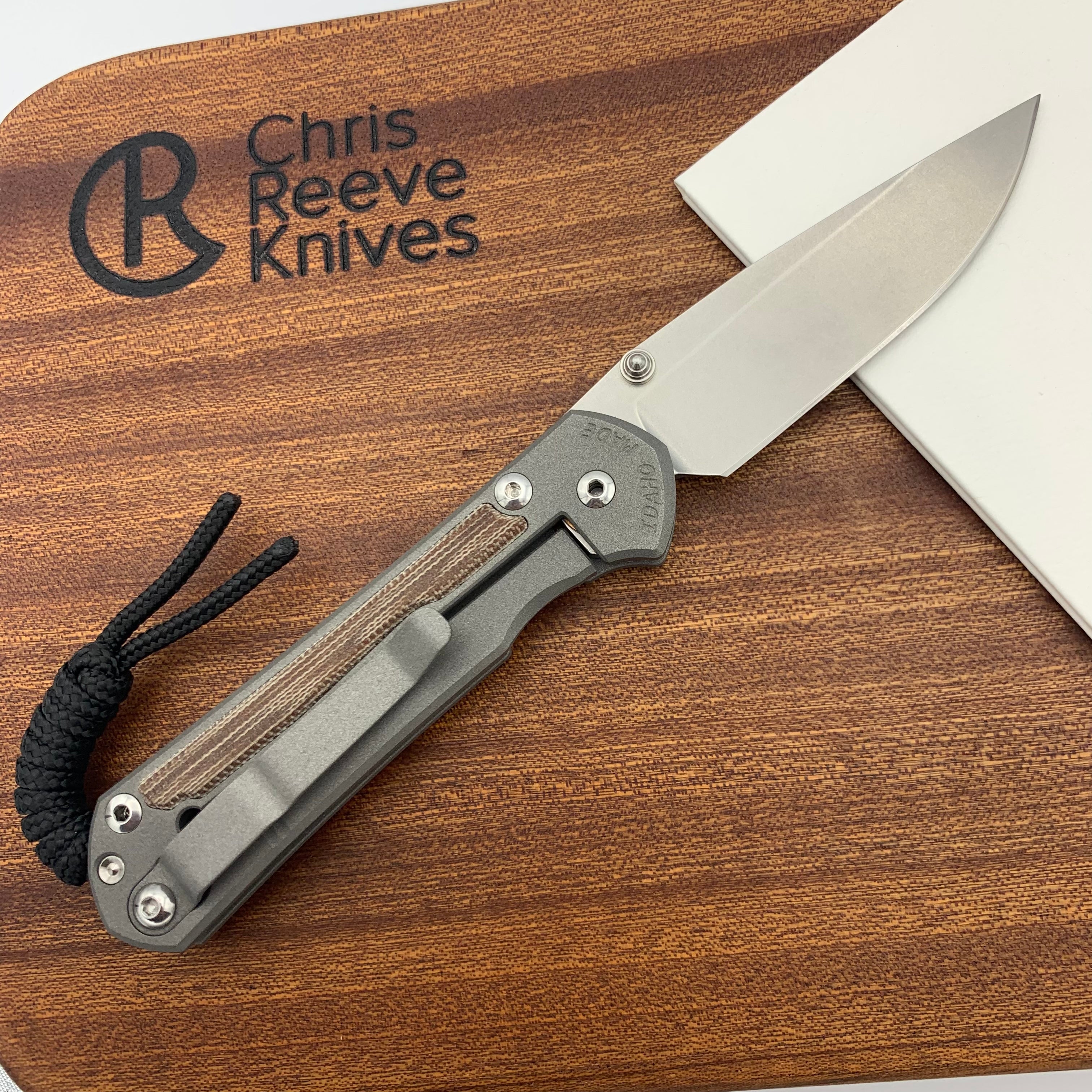 Chris Reeve Knives Small Sebenza 31 Magnacut Drop Point Folding Knife with Double Silver Lug & Natural Canvas Micarta Inlays - EDC, Camping, Outdoor Survival Tool