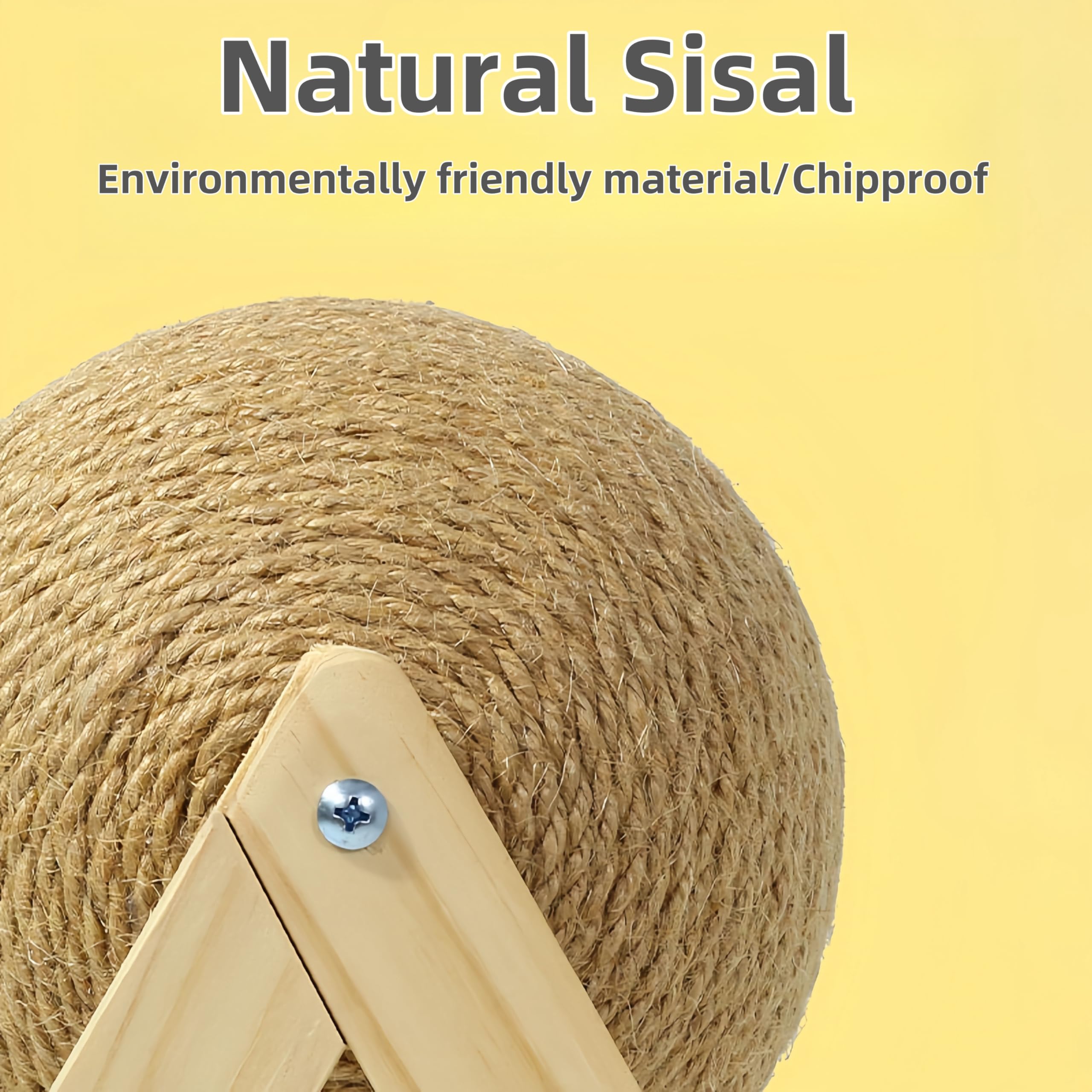 Durable Sisal Cat Scratching Ball with Stable Stand - Interactive Cat Exercise Toy for Kittens & Adult Cats | Cat Scratcher with Teaser Feather | Perfect for Indoor Play, Training & Stress Relief