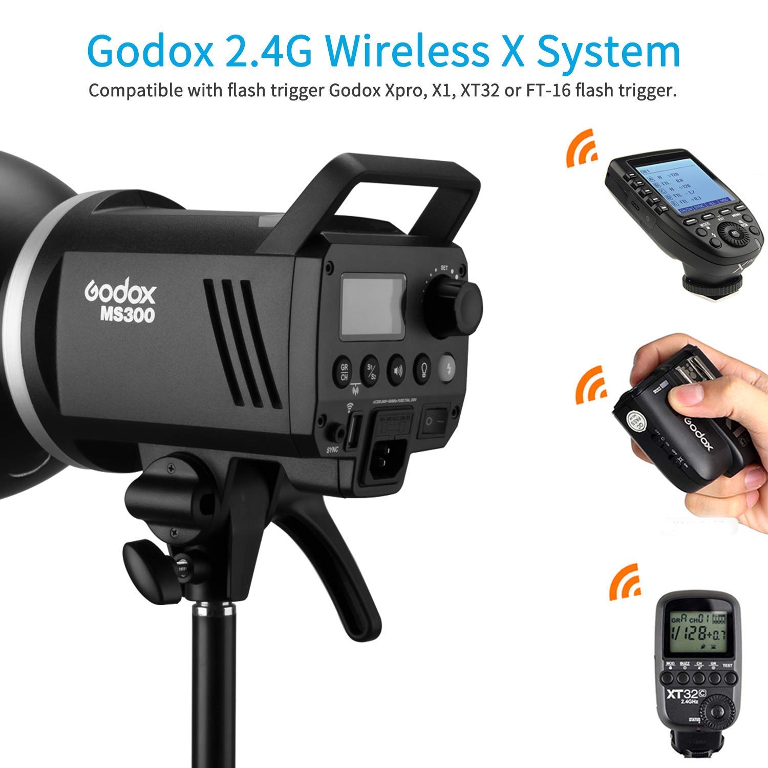 Godox MS300 Studio Flash with X2T-S 2.4G Wireless Trigger - Professional Photography Lighting Kit for Portraits, Product Shoots & Studio Sessions