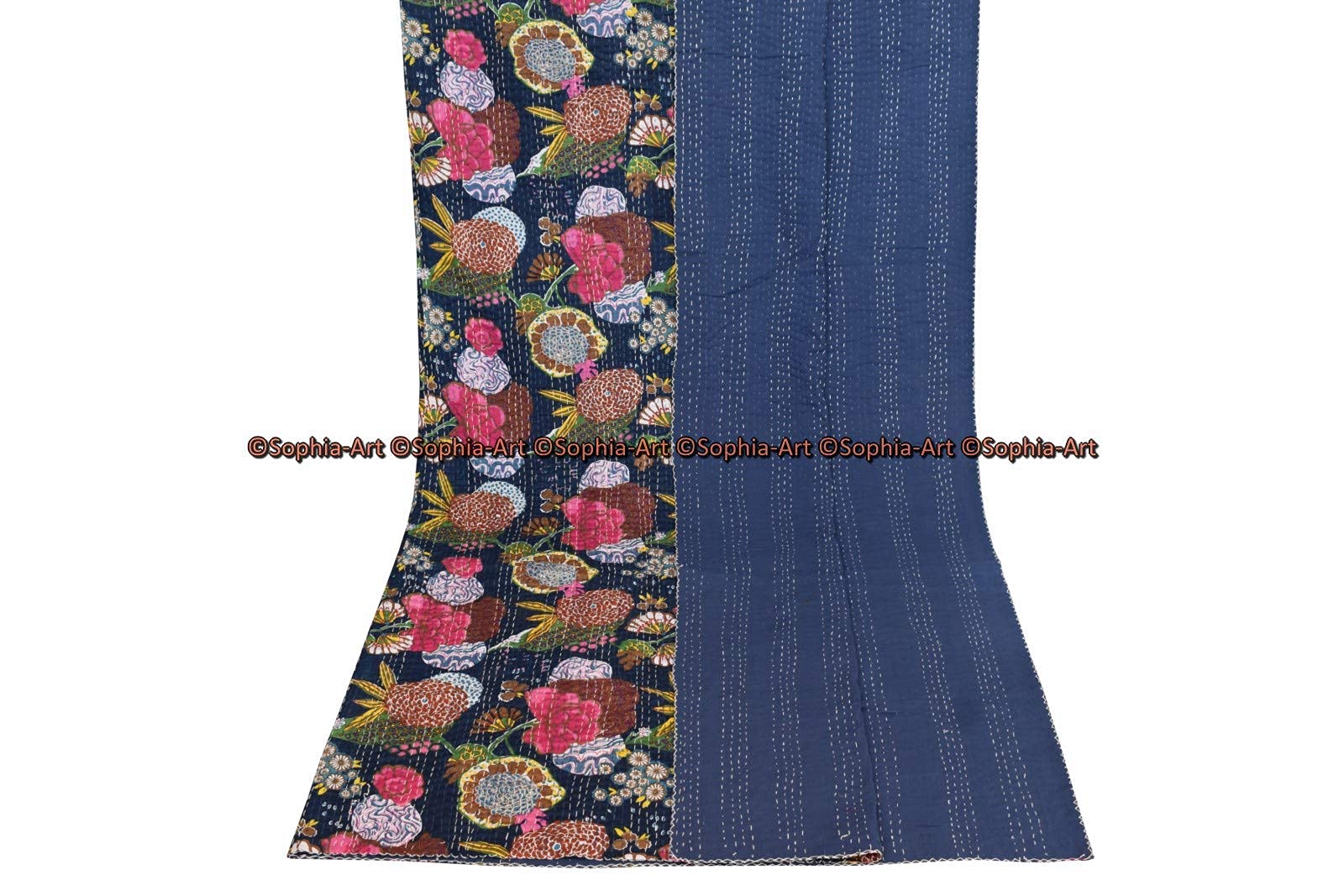 Sophia-Art Reversible Indian Kantha Quilt - Twin/King Size 108