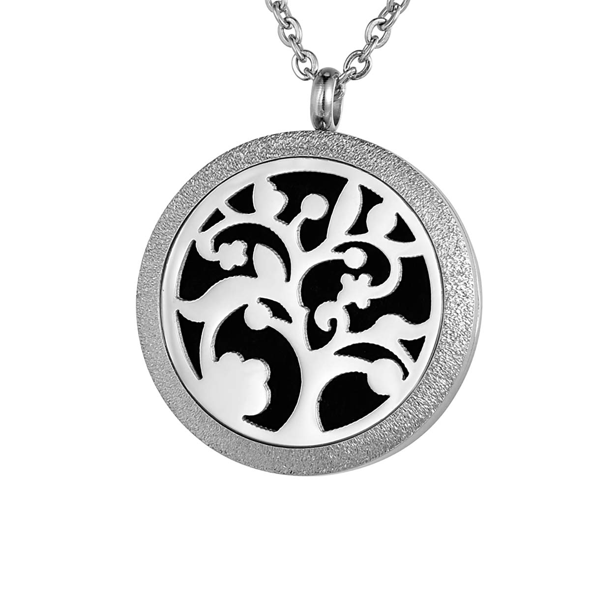Valyria Aromatherapy Essential Oil Diffuser Necklace - Stainless Steel Tree of Life Pendant with Engraving for Stress Relief & Relaxation | Perfect for Yoga, Meditation & Daily Wear