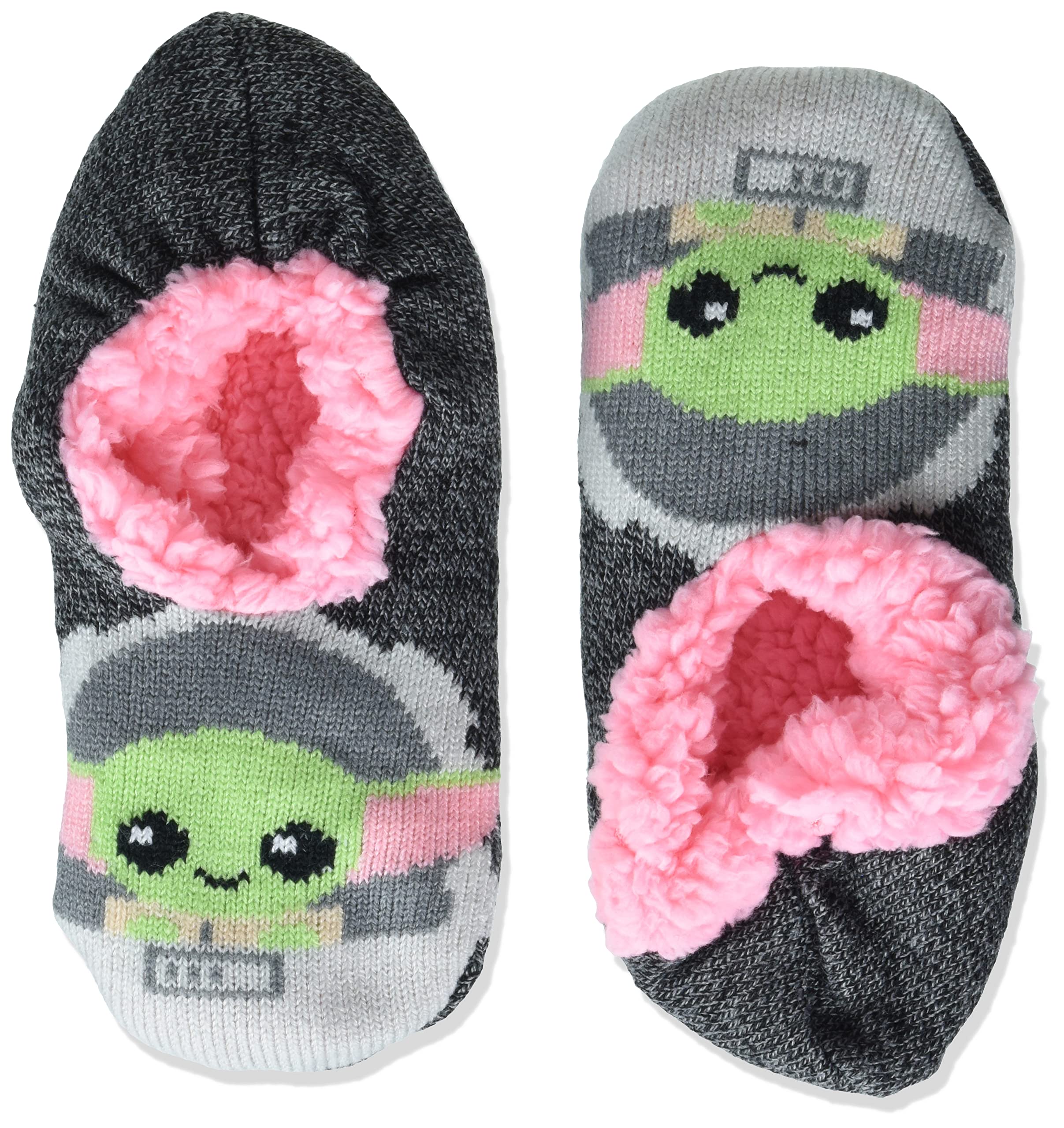 Star Wars The Mandalorian Women's Plush Fleece Slipper Socks - Cozy Winter House Shoes for Star Wars Fans, Gift for Her, Lounge & Movie Night Comfort