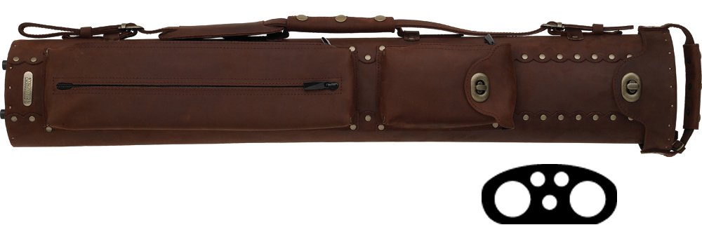ISB23 Buffalo Leather Pool Cue Case - Holds 2 Butts & 3 Shafts | Perfect for Billiards, Pool Halls & Professional Players