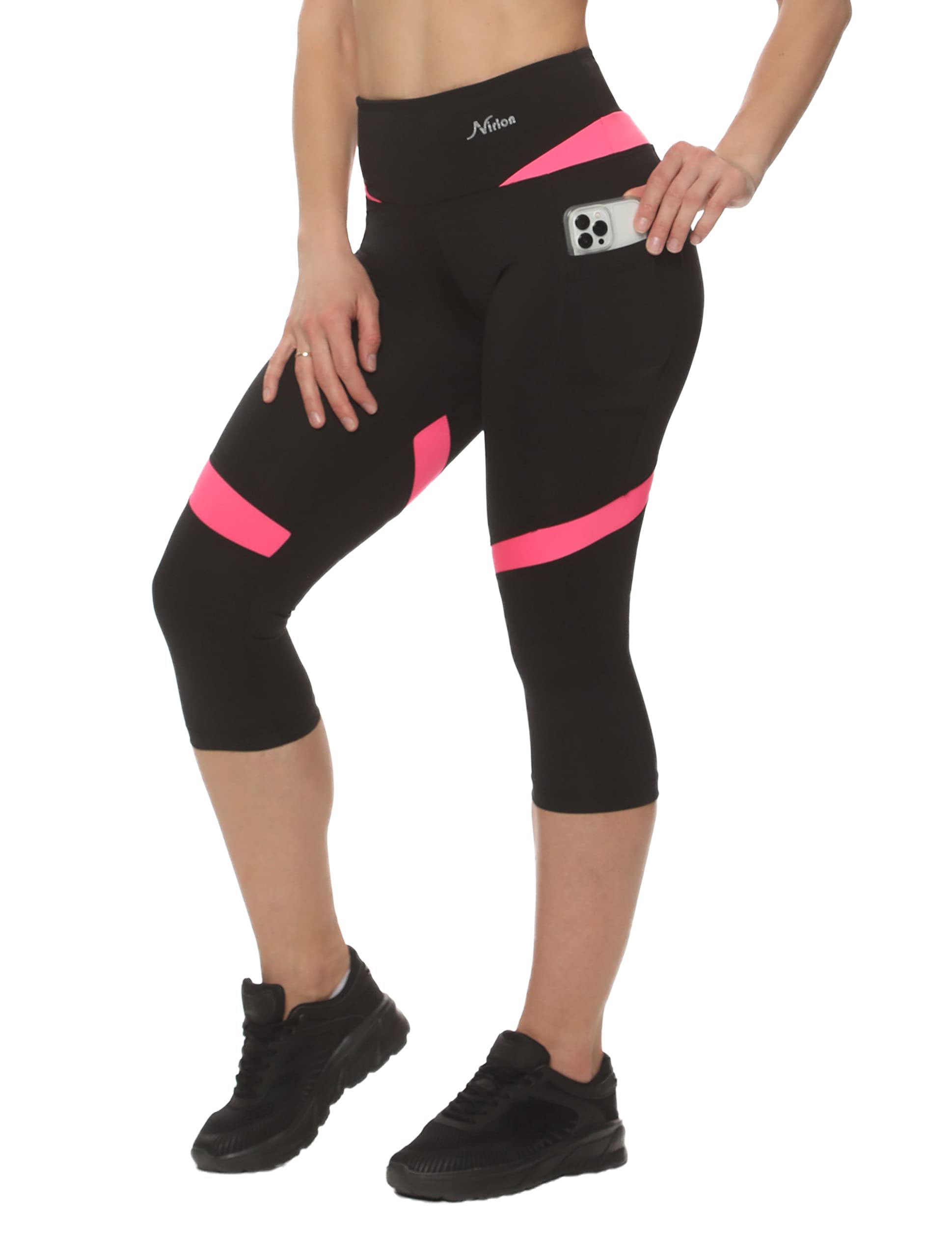 Breathable High Waisted Capri Leggings for Women with Pockets - Nirlon Yoga Pants for Workout, Running & Casual Wear