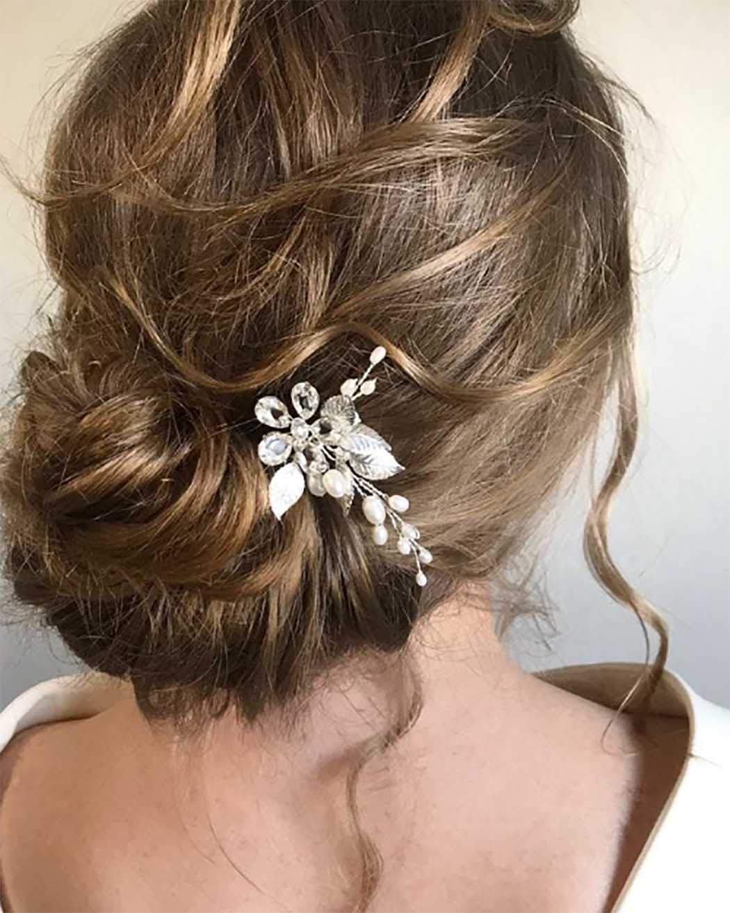 Sparkling Rhinestone Wedding Hair Pins - Silver Crystal Bridal Hair Clips with Pearl & Leaf Design - Elegant Hair Accessories for Bride, Bridesmaids & Women | Perfect for Weddings, Prom, Parties & Special Occasions