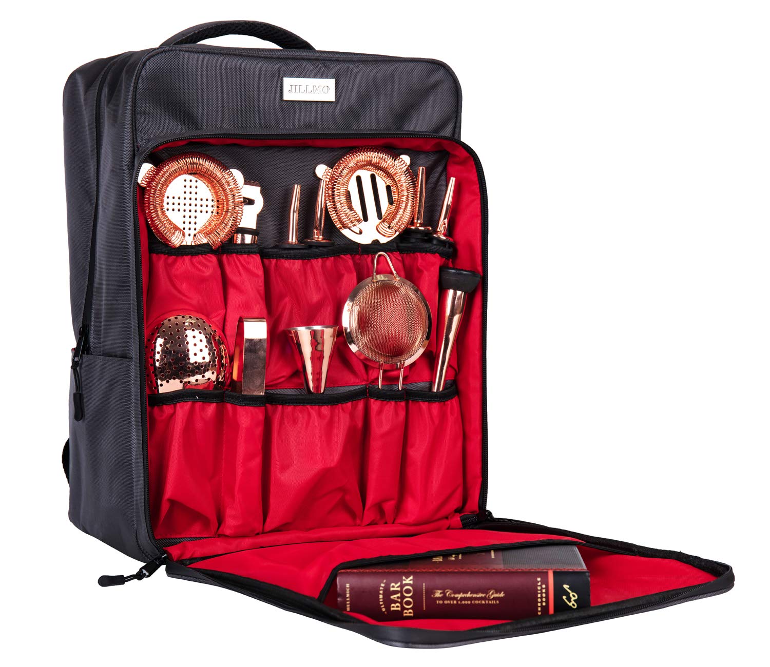 Jillmo 16-Inch Professional Bartender Bag - Durable Bar Kit Organizer for Bartending Tools (Bag Only) | Perfect for Cocktail Making, Mixology Classes & Home Bars