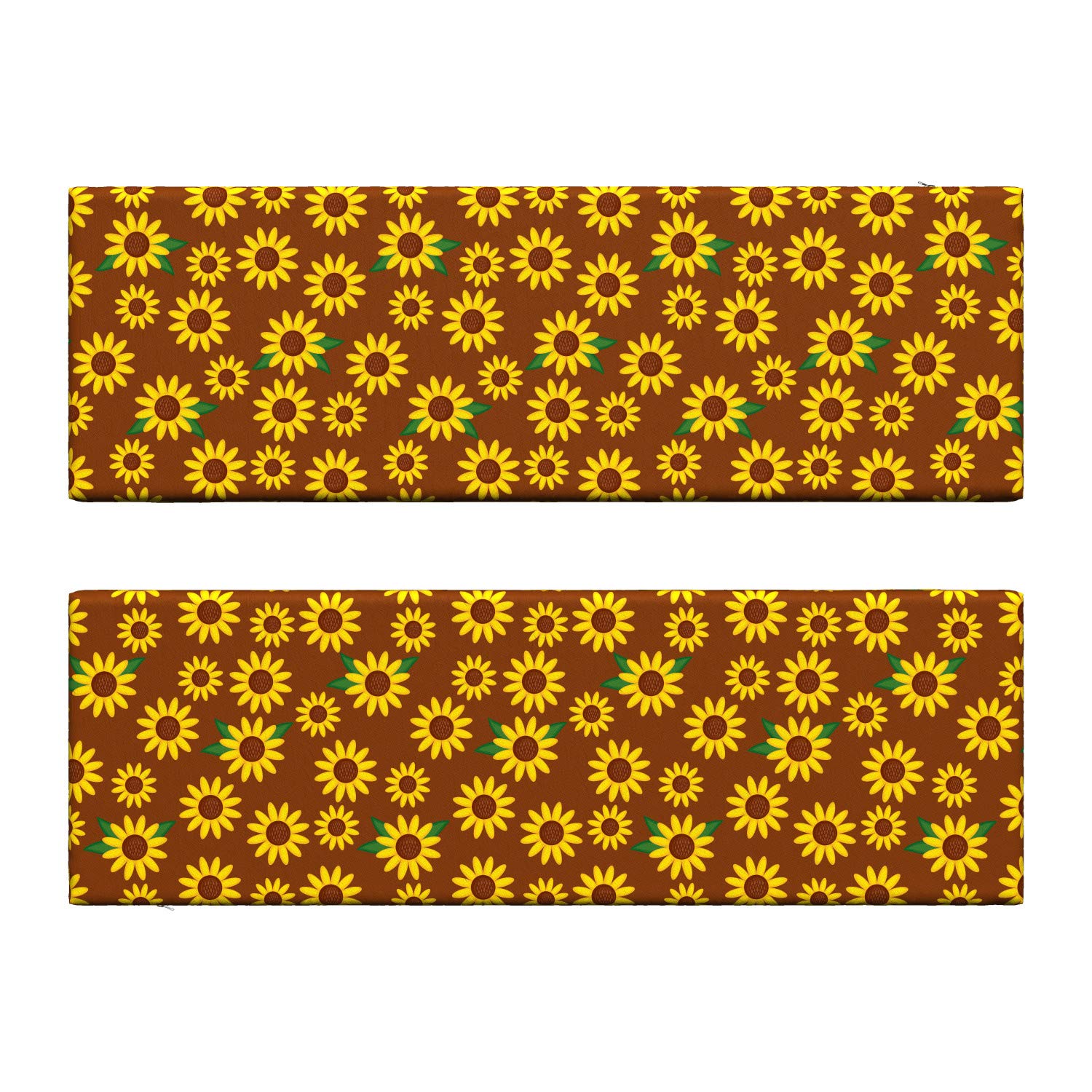 Ambesonne Sunflower Bench Cushion Set of 2 - Cartoon Floral Design with Vibrant Petals & Green Leaves, 45x15x2 Inch Outdoor Garden Seat Pad - Perfect for Patio, Deck, Porch & Outdoor Furniture Decor