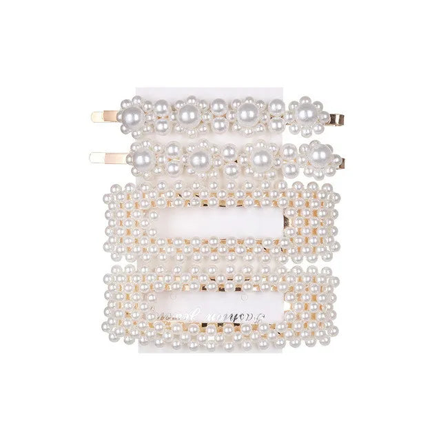 5Pcs/Set Elegant Pearl Hair Clips for Women - Snap Button Hairpins, Sweet Pearl Barrettes, Hair Jewelry Accessories - Perfect for Weddings, Parties & Everyday Styling