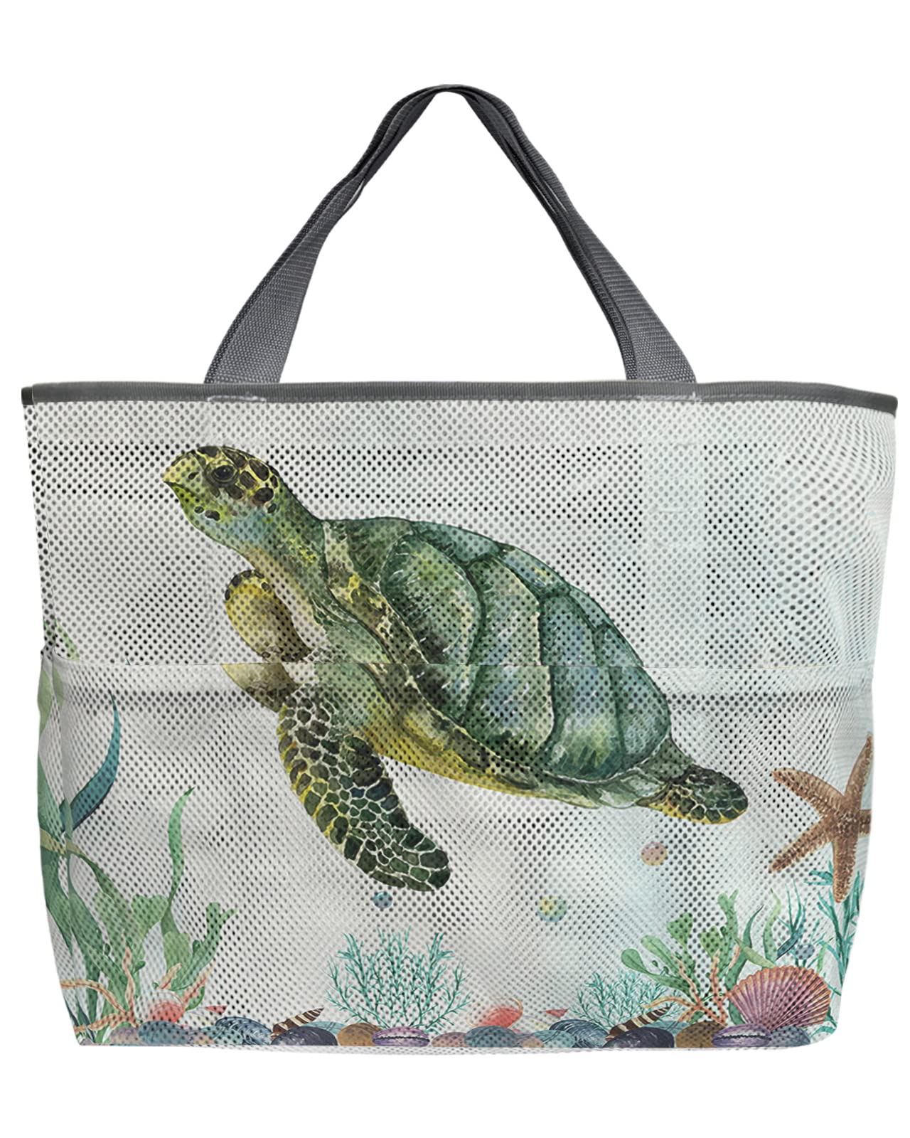 Waterproof Mesh Beach Tote Bag with Pockets - 60L Oversized Lightweight Foldable Quick-Dry Swim Bag (24