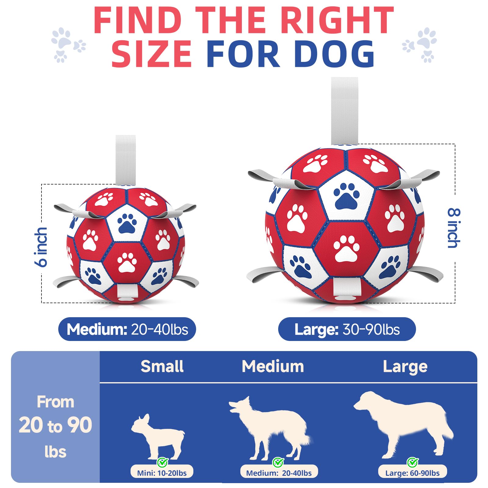 Durable 6-Inch Dog Soccer Ball with 9 Nylon Straps - Interactive Tug of War Toy for Small & Medium Dogs - Indoor/Outdoor Play - Perfect Birthday Gift for Pets | Great for Fetch, Training & Playtime in Backyard or Park