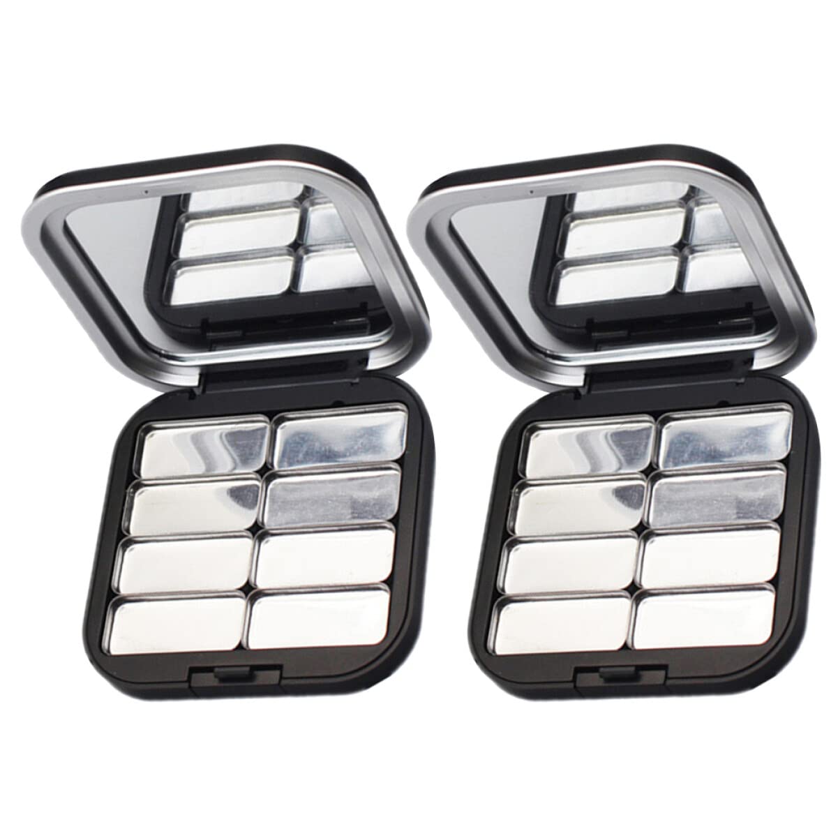 BELLIFFY Magnetic Travel Makeup Palette - 2pcs Empty High Pigmented Eyeshadow Box with Black Serving Tray | Portable Cosmetic Organizer for Foundation Mixing, Lipstick & Eyeshadow Storage | Perfect for Travel, Professional Makeup Artists & Home Use