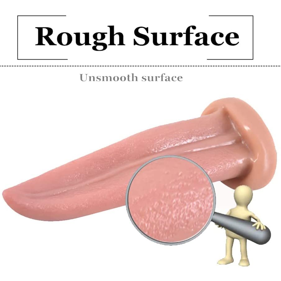 8 Inch Realistic Tongue Licking Dildo with Strong Suction Cup - Soft Silicone Anal Plug & Adult Sex Toy for Women & Couples - Skin Tone - Perfect for Solo Play, Couples Fun & BDSM Scenes