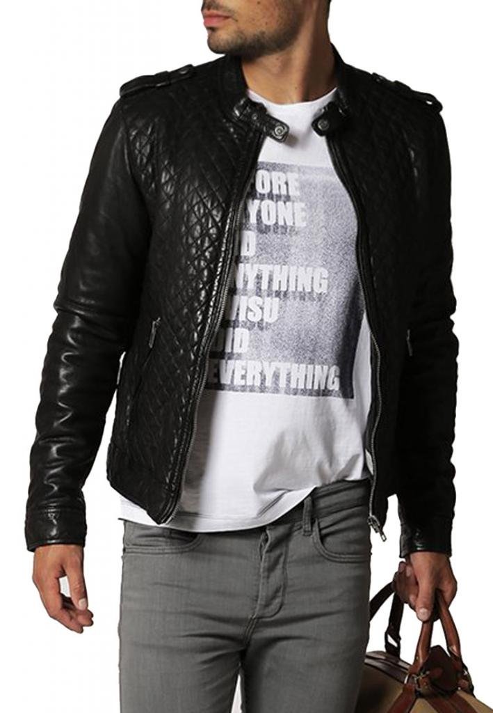 Genuine Cow Leather Jacket for Men - Premium Cow-Hide Biker Jacket C386 - Perfect for Motorcycle Riding, Casual Outfits & Winter Fashion