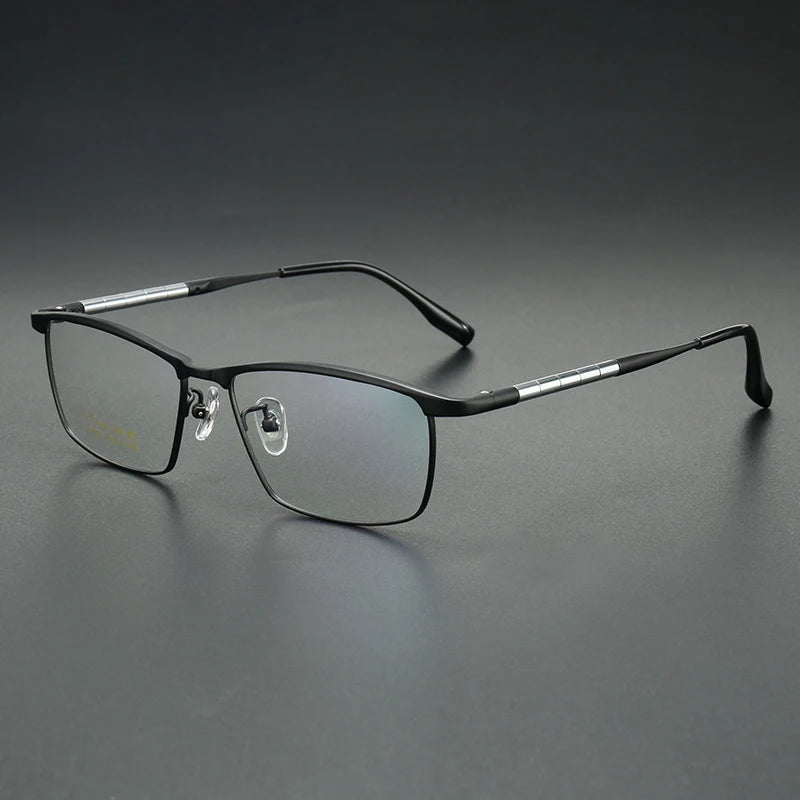 Aror Men's Full Rim Big Square Brow Line Titanium Eyeglasses 96121 - Lightweight Durable Frame for Work, Reading & Driving | Fashionable Square Glasses for Men