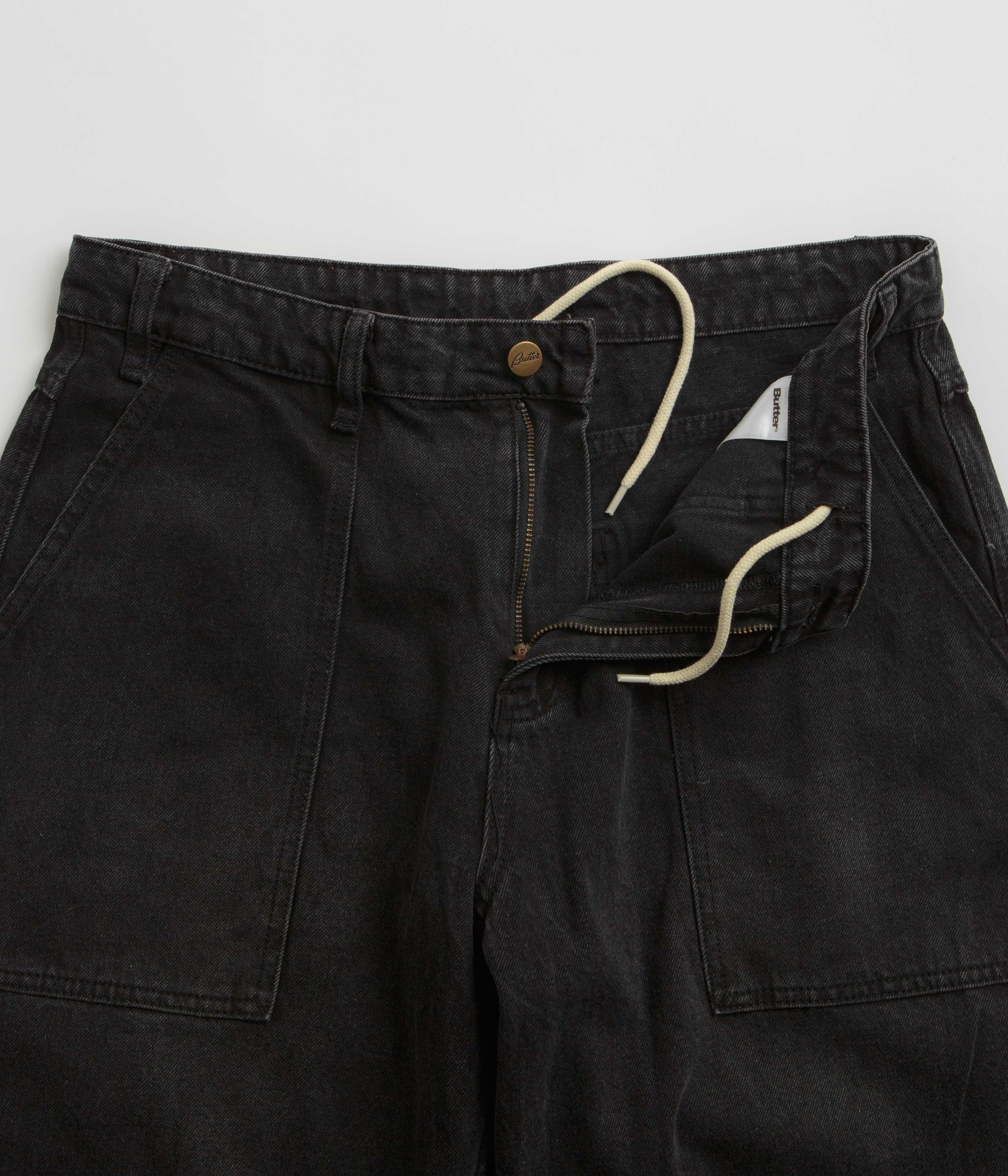 Butter Goods Patch Pocket Jeans for Men - Faded Black Denim Pants | Casual Streetwear & Everyday Wear