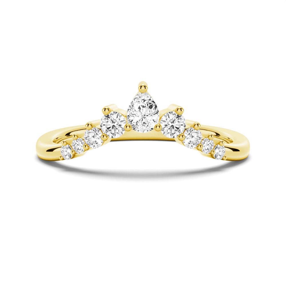 Exquisite Curved Pear & Round Moissanite Wedding Band - Elegant Anniversary Ring for Women - Perfect for Engagement, Proposal & Special Occasions