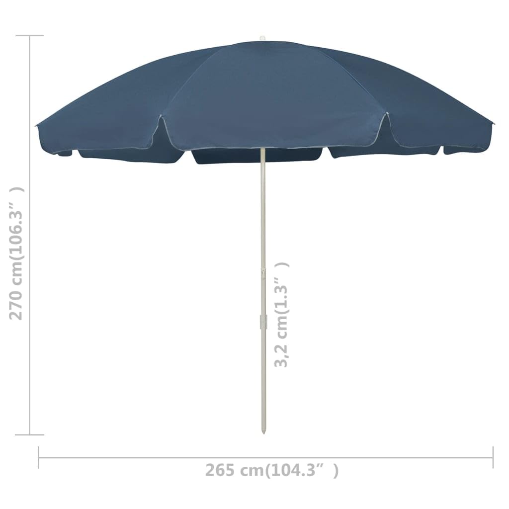 Blue VidaXL Beach Umbrella with Tilting Function - Outdoor Sun Shade for Pool, Patio, Garden, Balcony & Backyard | UV Protection Sun Shelter for Beach Days, Picnics & Outdoor Relaxation
