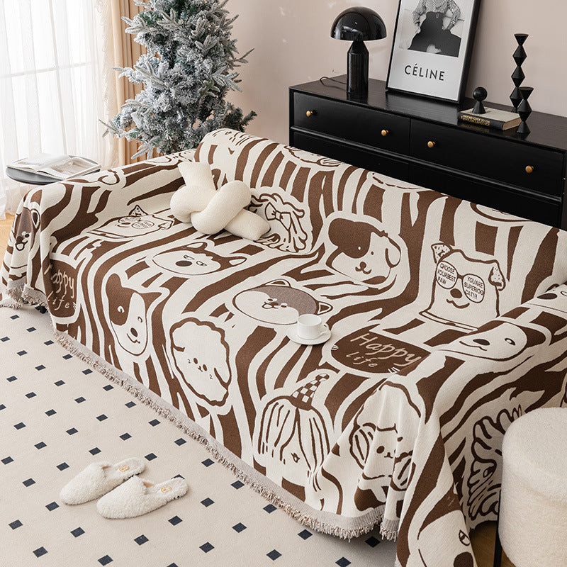 Bellamy Cute Dog Print Sofa Blanket Throw Cover - Soft Cozy Pet-Themed Blanket for Couch, Bed, and Home Decor - Perfect for Snuggling, Gifting, and Winter Warmth