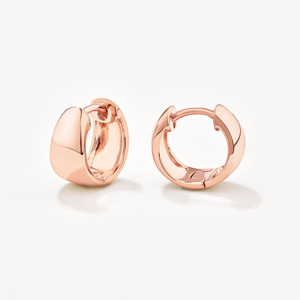 Rose Gold Thick Dome Huggies - Stylish and Comfortable Earrings for Women | Perfect for Everyday Wear, Parties, and Special Occasions
