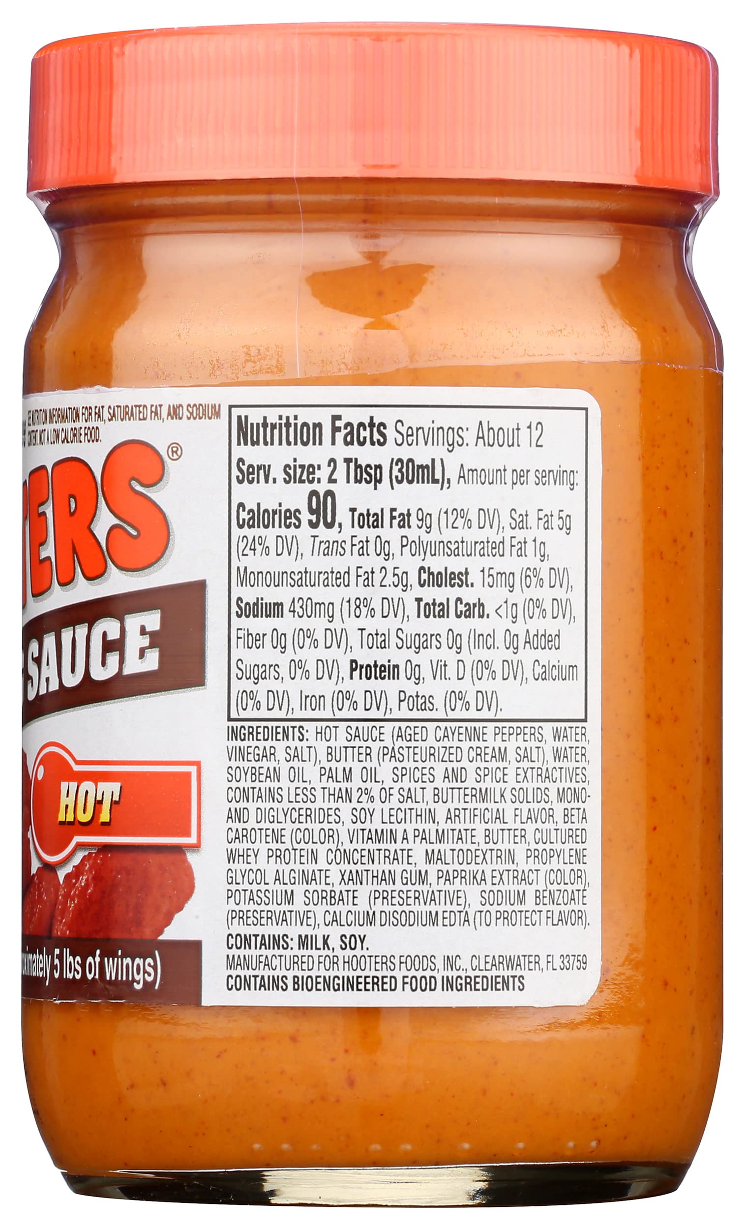 Hooters Hot Wing Sauce - Fat Free, 12oz (Pack of 6) - Gluten Free Buffalo Sauce for Chicken Wings, Pizza, Nachos & Game Day Parties