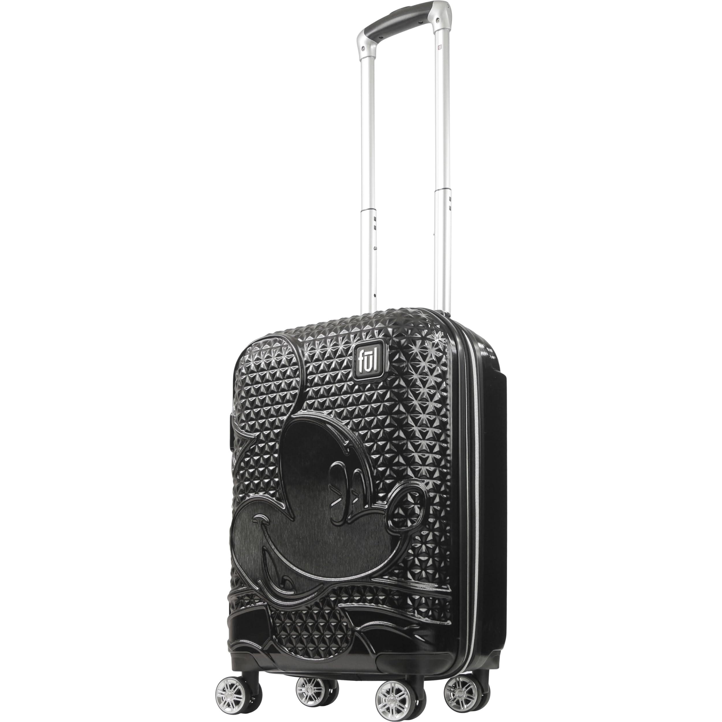 Disney Mickey Mouse 21 Inch Hardshell Carry On Luggage with 360° Spinner Wheels - Black Rolling Suitcase for Kids Travel, Airplane Cabin Approved, Perfect for Family Vacations & Weekend Getaways