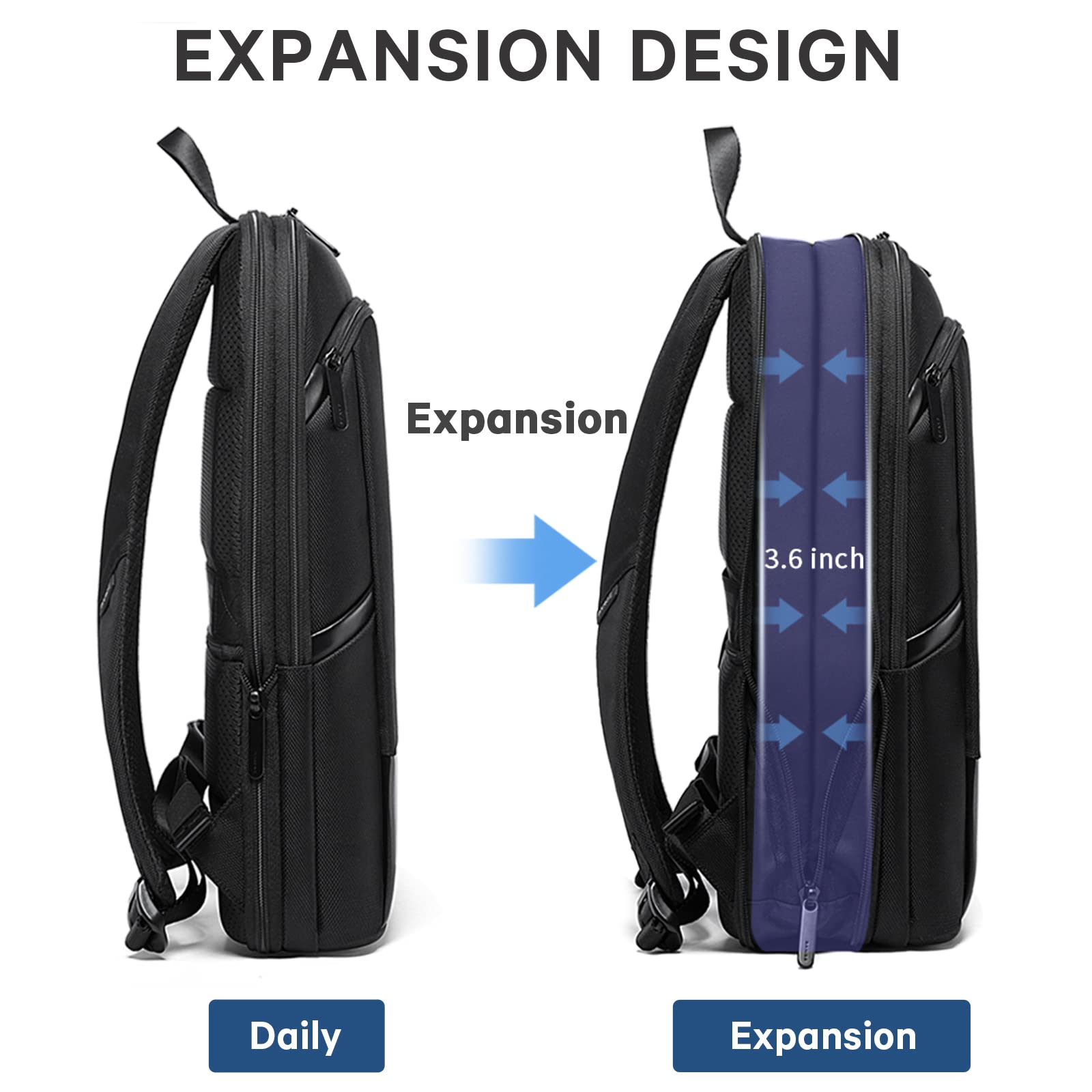 BANGE Slim Laptop Backpack for Women & Men - 15.6 Inch Business Commuter Backpack with USB Charging Port - Water-Resistant Work Backpack for Office, College, Travel & Daily Use