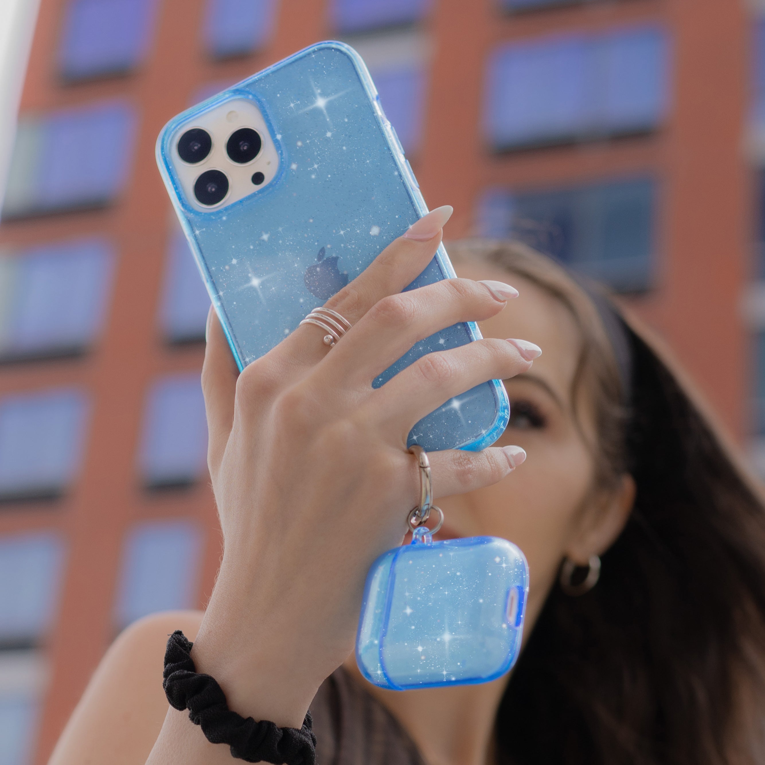 Premium Blue Stardust AirPod Case - Protective Cover for AirPods 1/2/3 & Pro - Trendy Glitter Design for Daily Use, Travel & Gifting
