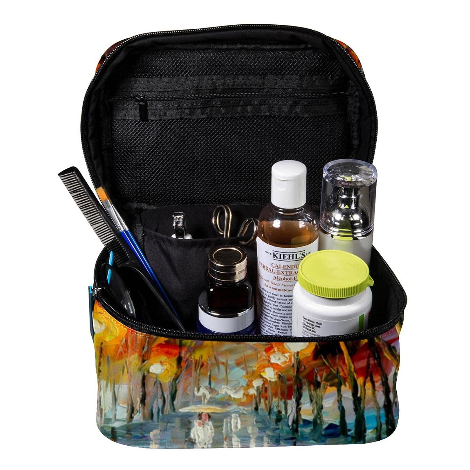 Premium Oil Painting Rainforest Path Travel Makeup Bag - Large Cosmetic Organizer with Zipper for Women & Girls | Perfect for Travel, Gym & Daily Essentials Storage