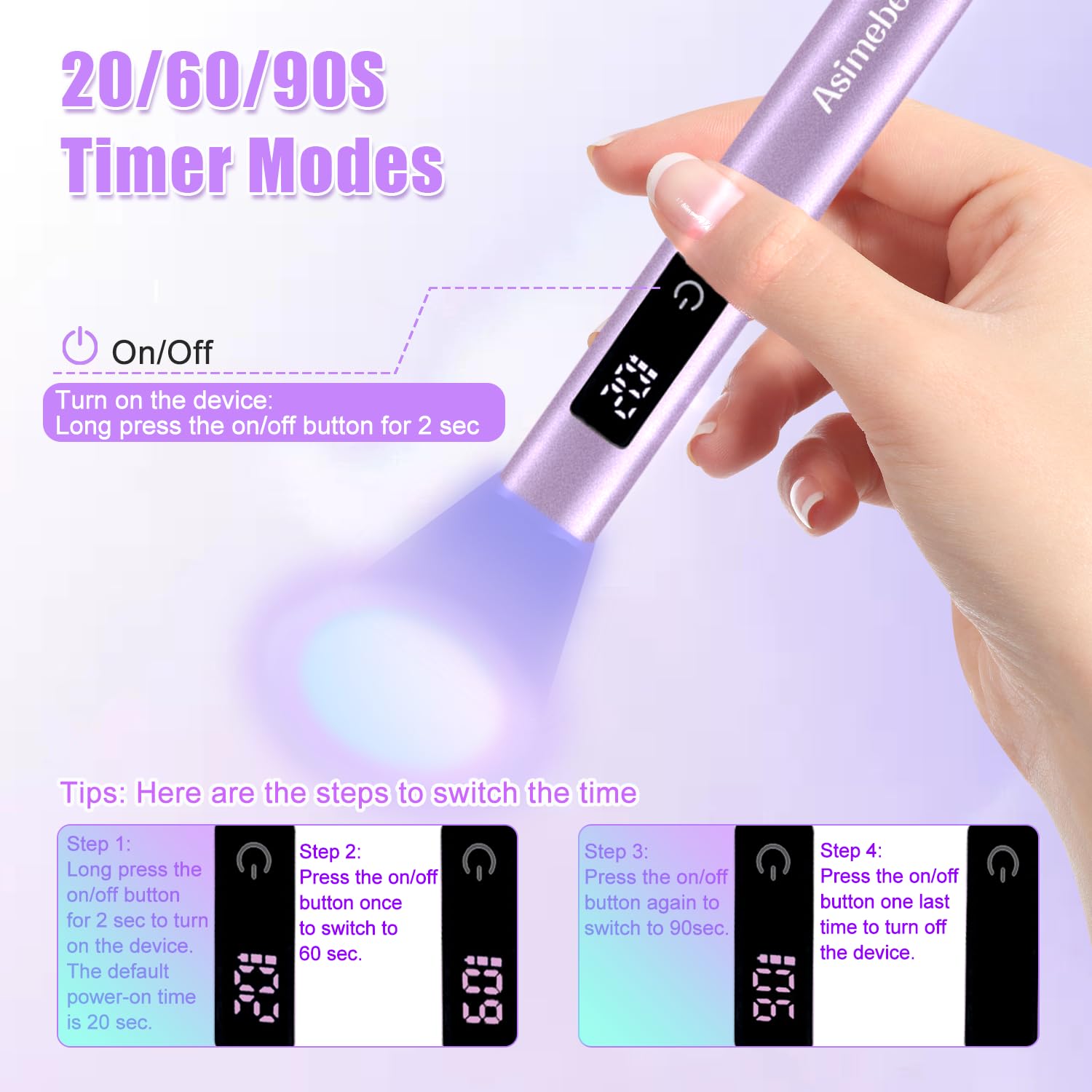 Portable UV LED Nail Lamp for Gel Polish - Rechargeable Cordless Handheld Nail Dryer with 3 Timer Settings & Stand - Fast Curing Mini UV Light for Professional & Home Manicures - Perfect for Travel, Salons & DIY Nail Art