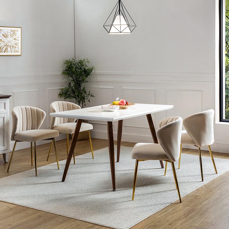 Modern Dining Chairs Set of 4 - Mid Century Metal Leg Side Chairs for Kitchen, Dining Room & Office - Aruna Contemporary Upholstered Seating
