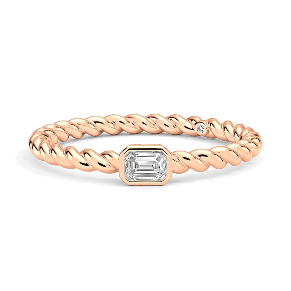 Emerald Cut Lab Grown Diamond Rope Promise Ring for Women - 14K White Gold Engagement Ring, Anniversary Gift for Her - Perfect for Proposals, Weddings & Special Occasions