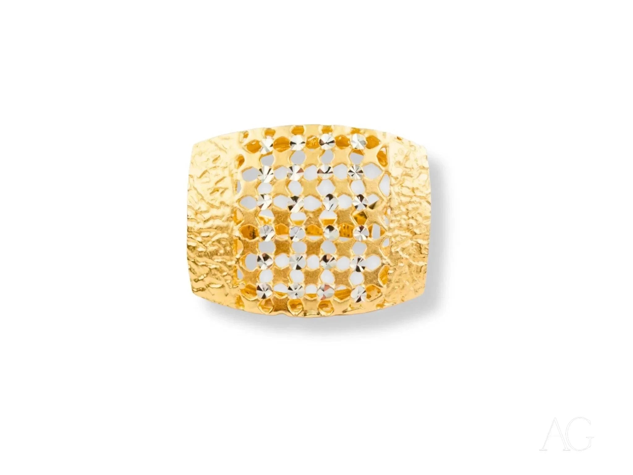 Elegant Diamond Cut 18K Yellow Gold Ring for Women - Timeless Wedding, Engagement & Anniversary Jewelry Gift