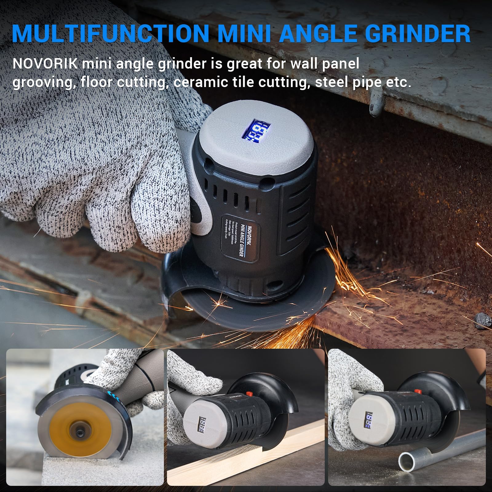 Cordless Mini Angle Grinder with 2pcs 16.8V 2000mAh Battery & 5 Cutting Discs - Brushless Power Tool for Wood, Metal, Stone, Concrete - Perfect for DIY Projects, Home Renovation, and Professional Construction Work