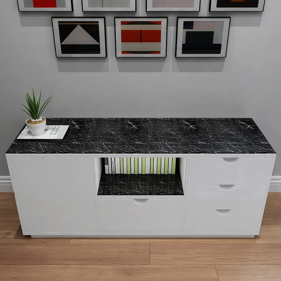 YENHOME Black Marble Peel and Stick Contact Paper - 17.7