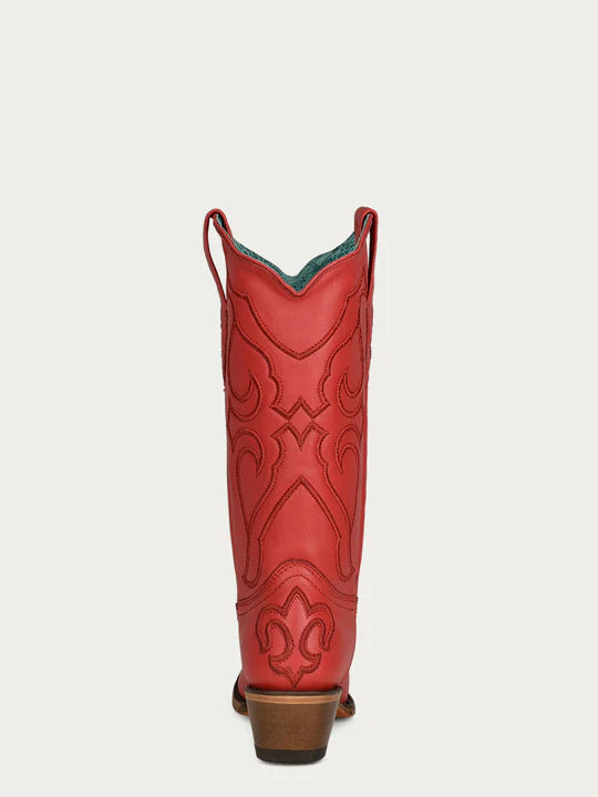 Z5076 Women's Ruby Red Embroidered Tall Top Snip Toe Cowboy Boots - Perfect for Country Dancing, Rodeos & Western Fashion