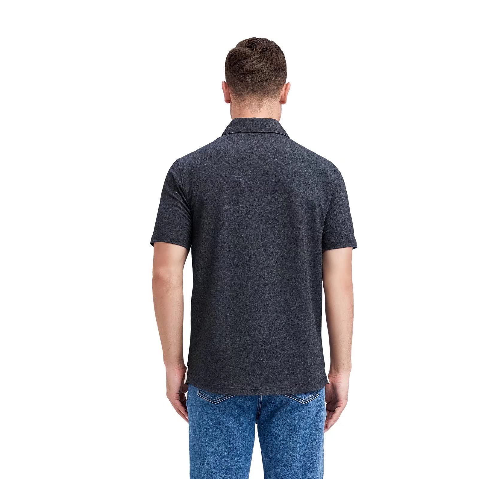 Men's Casual Cotton Blend Polo Shirts - Long & Short Sleeve with Pocket | Solid Color Drop Cut Collar | Perfect for Office, Golf & Everyday Wear