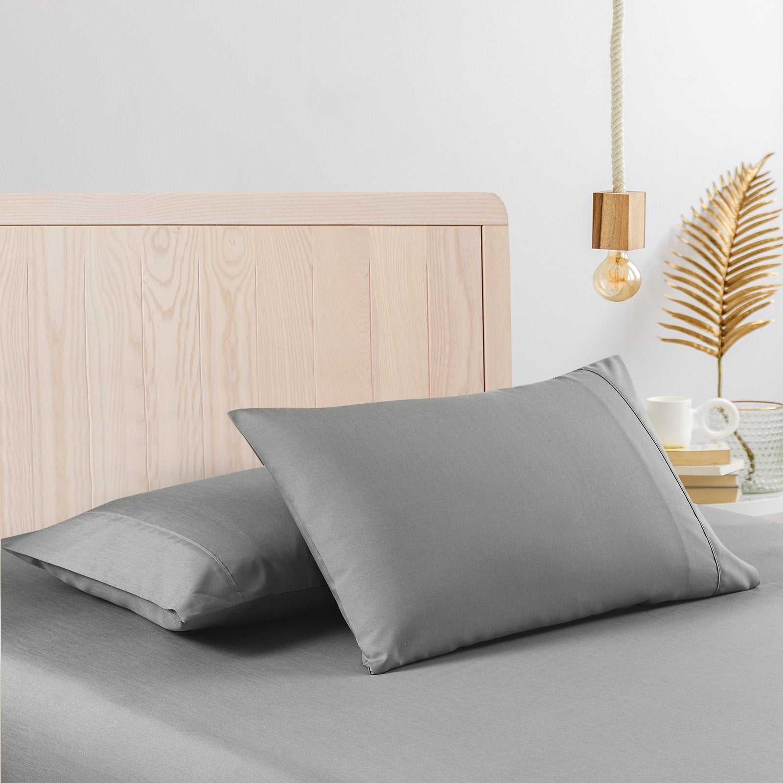 2000 Thread Count Bamboo Cooling Sheet Set - Ultra Soft Queen Size Bed Sheets for Hot Sleepers, Breathable & Hypoallergenic - Mid Grey Luxury Bedding for Summer & All Seasons Use