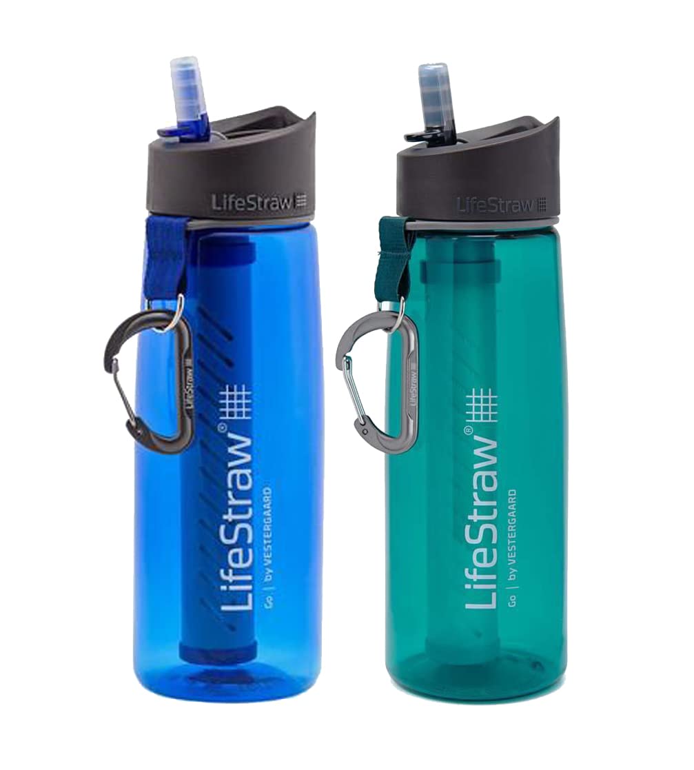LifeStraw Go 22 oz Water Filter Bottle with 2-Stage Integrated Filtration System - Portable Purifier for Hiking, Backpacking, Travel & Emergency Preparedness - Ideal for Outdoor Adventures, Camping & Survival Kits