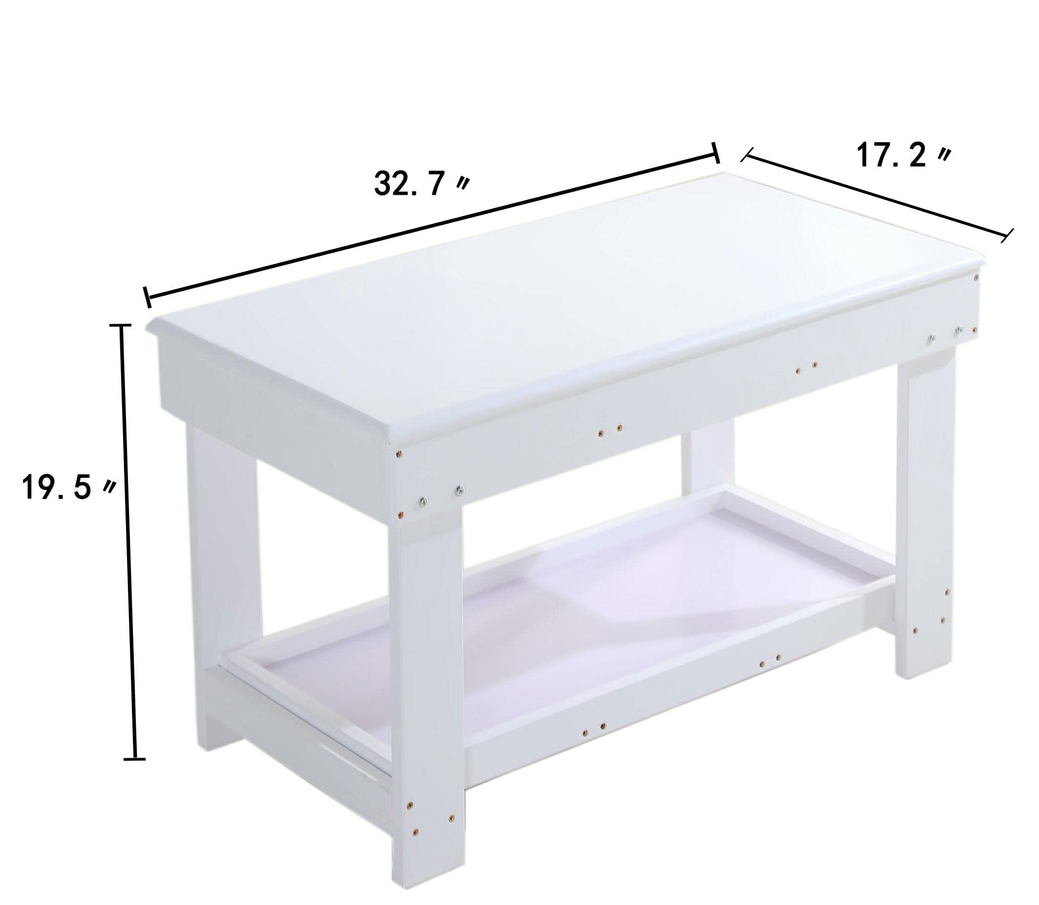 YouHi Kids Activity Table with Board & Storage - White Double Table for Bricks, Building Blocks & Creative Play | Perfect for Playrooms, Daycares & Homeschool Learning