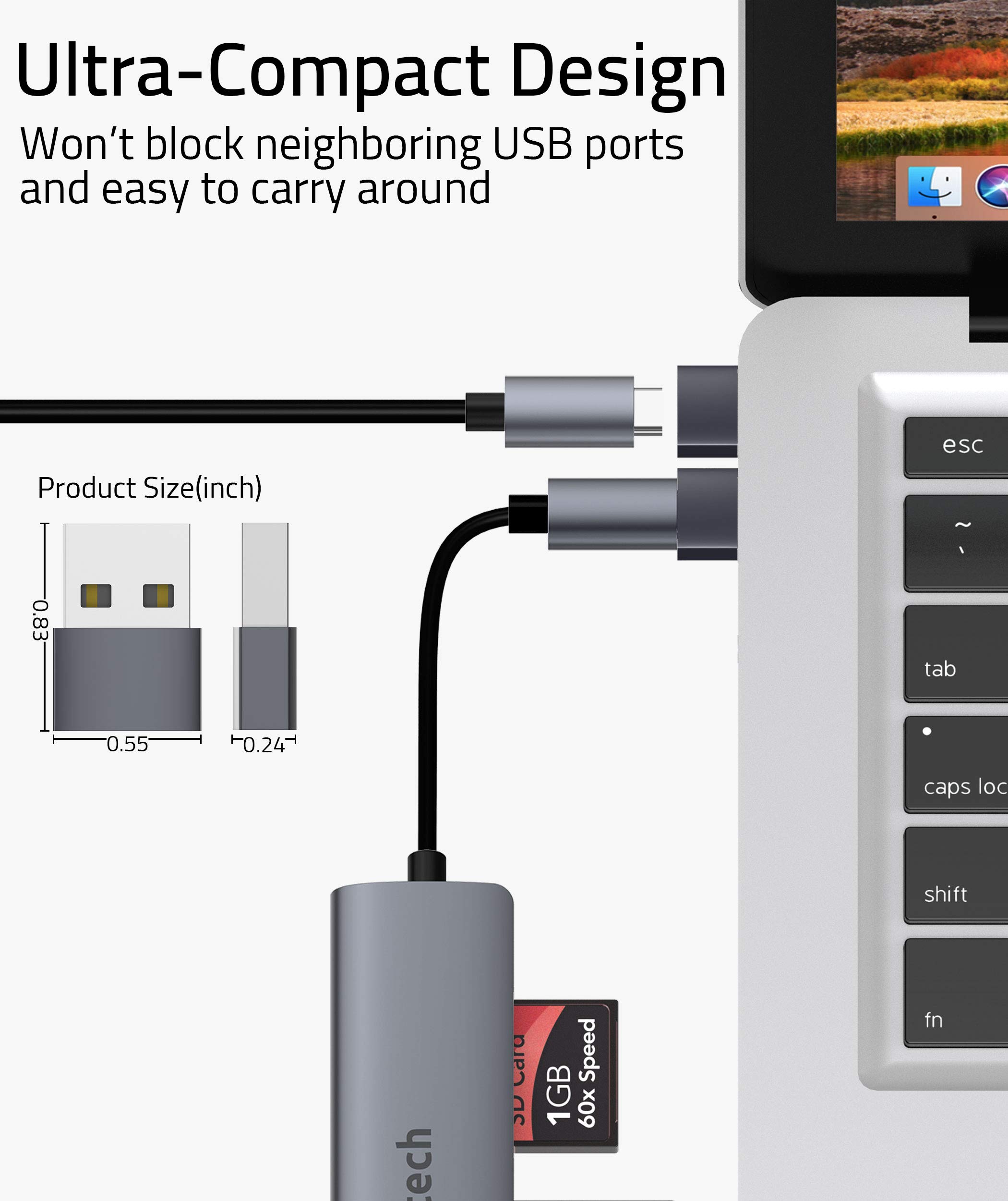Syntech 50-Pack USB C Female to USB Male Adapter - Space Gray Type C to USB A Converter Compatible with iPhone 13 Pro Max, AirPods 3, Apple Watch Series 7, CarPlay - Perfect for Charging, Data Transfer & Device Connectivity