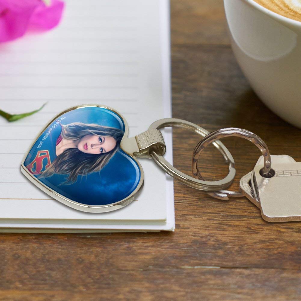 Supergirl TV Series Keychain - Heart Love Metal Key Ring with Supergirl Character - Perfect for Fans, Gifts, and Cosplay Accessories