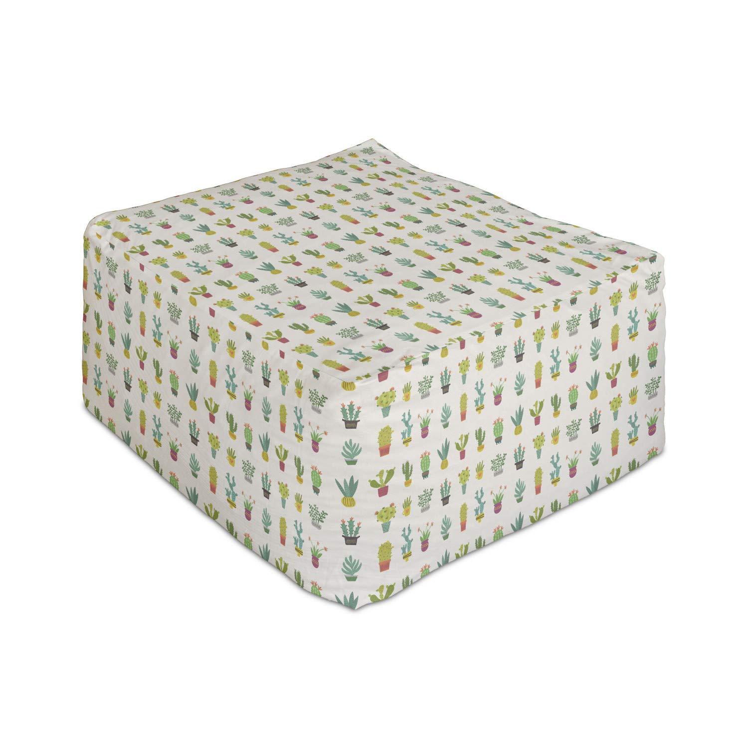 Ambesonne Cactus Rectangle Pouf Ottoman - 25