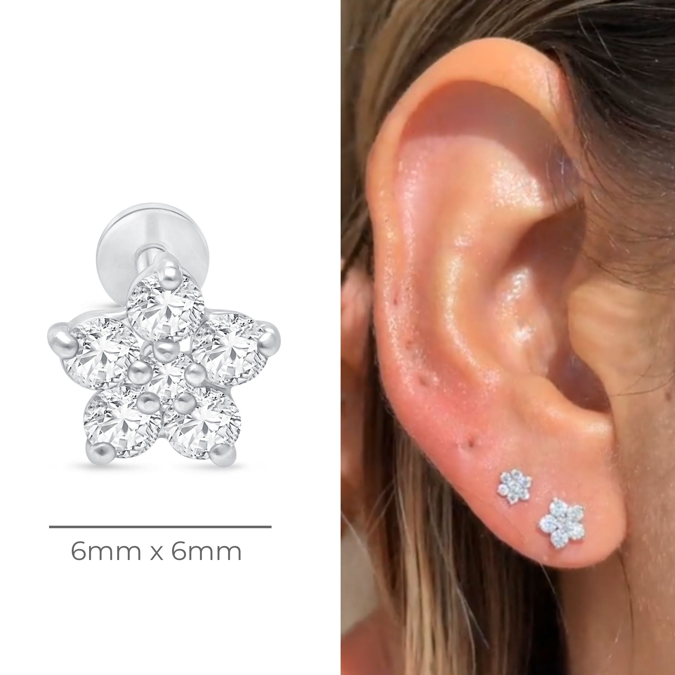 14K White Gold Round Diamond Flower Stud Earrings for Women - Perfect for Weddings, Parties & Everyday Elegance