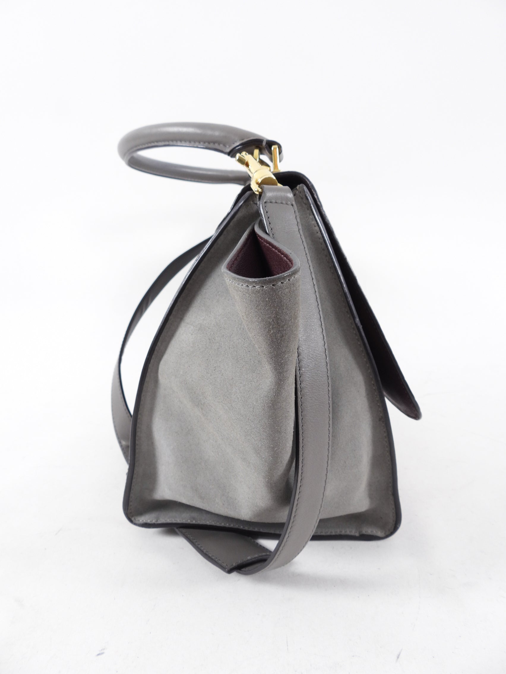 Celine Trapeze Medium Shoulder Bag in Taupe - Genuine Leather & Suede Crossbody Purse for Women | Perfect for Work, Travel & Everyday Use