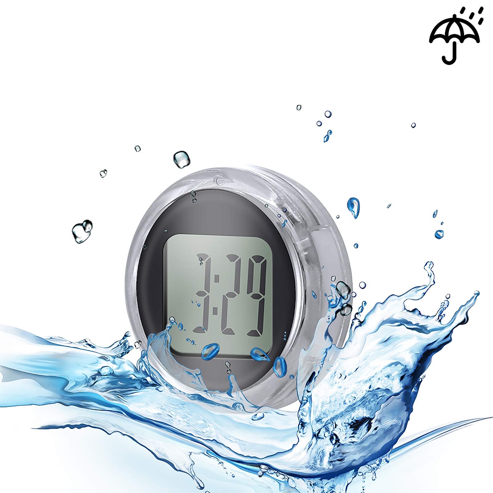 POWSTRO K Motorcycle Clock - Universal Waterproof Digital Clock for Harley Honda Yamaha - Handlebar Mount Stick-On Motorbike Accessory - Perfect for Street Bikes Cruisers & Road Trips
