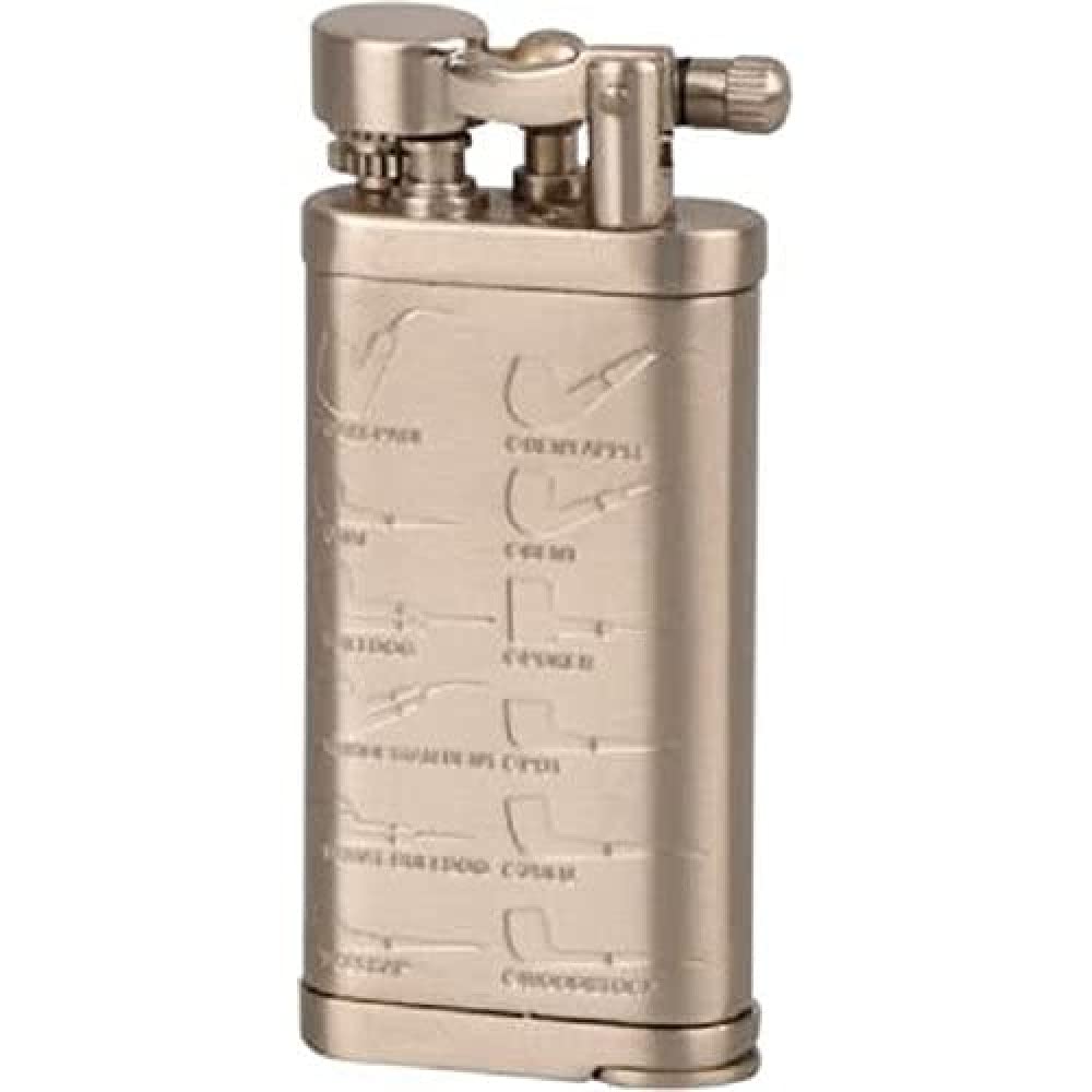 Premium Flint Pipe Lighter with Leonard Nickel Satin Pipe Tamper - Perfect for Tobacco Pipe Smokers & Collectors - Ideal for Relaxing Moments & Outdoor Adventures
